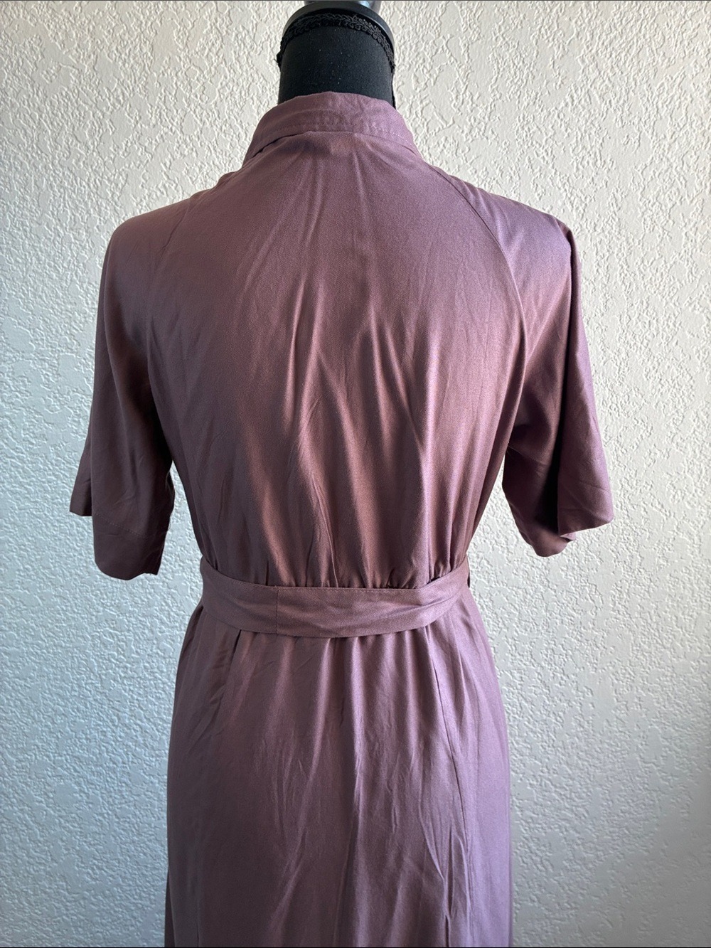 Fig Clothing Zak Maxi Shirt Dress Cognac Purple Plum Short Sleeves Travel Wear M - Picture 6 of 9
